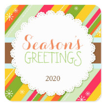 Festive Holiday Stripes Season's Greetings Sticker