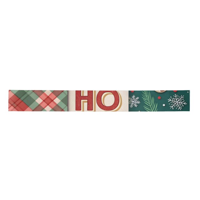 Festive Holiday Typography Patterns for Wrapping  Satin Ribbon (Front)