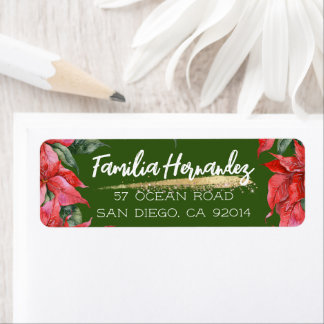 Festive Holiday Watercolor Poinsettia Family  