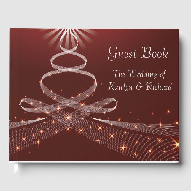 Festive Holiday Winter Wedding Guest Book (Front)
