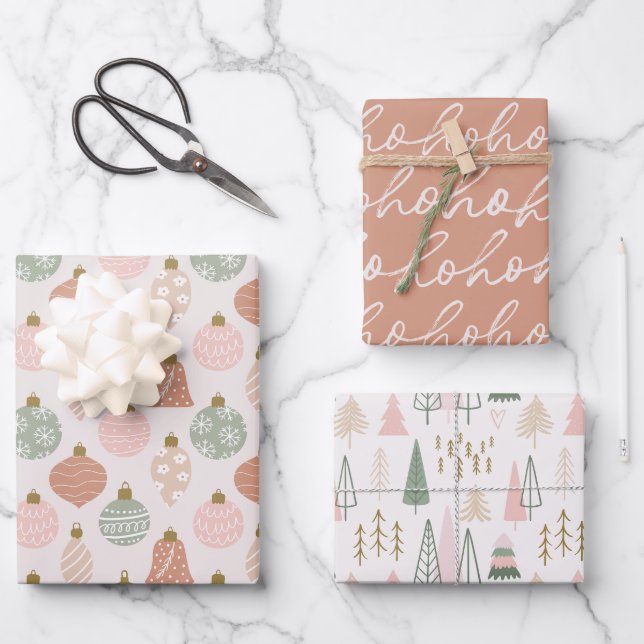 Festive Holiday Wrapping Paper Sheets (Front)