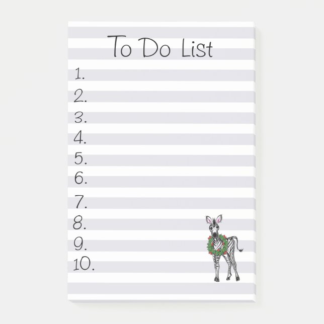 Festive Holiday Zebra Illustration, Holiday Zebra Post-it Notes (Front)