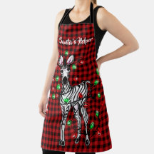 Festive Holiday Zebra, twinkle light buffalo plaid