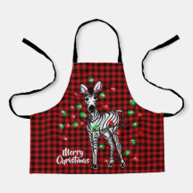 Festive Holiday Zebra, twinkle light buffalo plaid