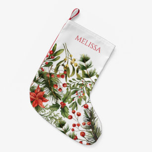 Festive Holidays Greenery Festive Personalised Small Christmas Stocking