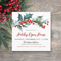 Festive Holly and Berries Holiday Open House