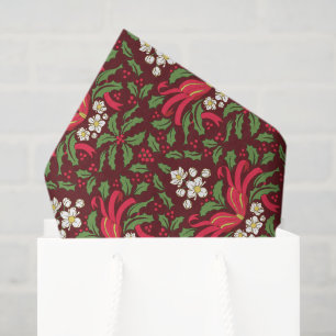 Festive Holly and Berry Botanical Tissue Paper