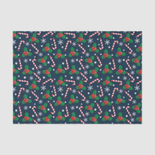 Festive Holly Berry & Cane Pattern Christmas Tissue Paper