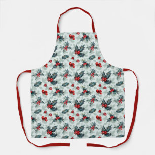 Festive Holly Berry Christmas All-Over Print Apron