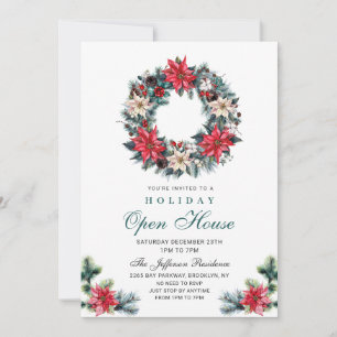 Festive Holly Berry Christmas Holiday Open House Invitation
