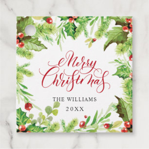 Festive Holly Berry Christmas Holiday Party Favour Tags
