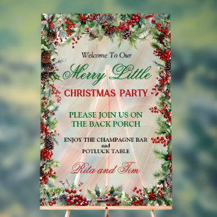 Festive Holly Border Christmas Party Acrylic Sign