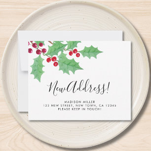 Festive Holly New Address Moving  Announcement