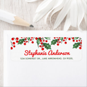 Festive Holly Return Address Label