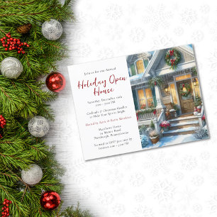 Festive Home Holiday Open House Photo Invitation Postcard