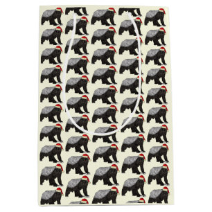 Festive Honey Badger Badass Santa Christmas Animal Medium Gift Bag