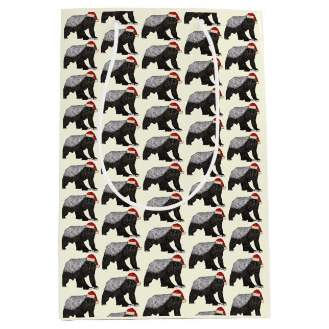 Festive Honey Badger Badass Santa Christmas Animal Medium Gift Bag (Front)