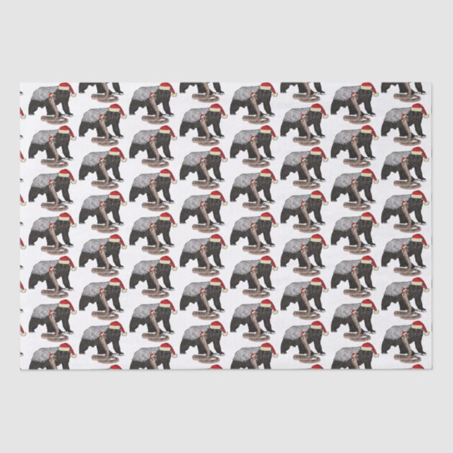 Festive Honey Badger Snake Badass Christmas Animal Tissue Paper (Front)