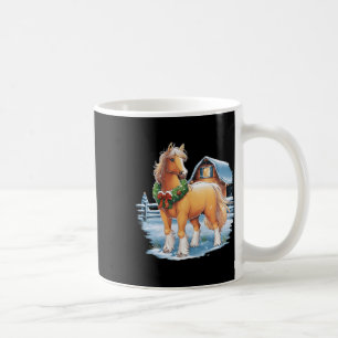 Festive Horse With Wreath In Snowy Rnyard Scene Coffee Mug