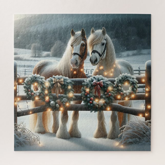 Festive Horses and Christmas Lights  Jigsaw Puzzle (Vertical)