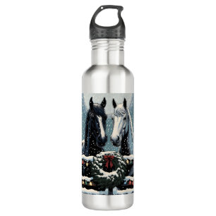 Festive Horses Merry Christmas 710 Ml Water Bottle