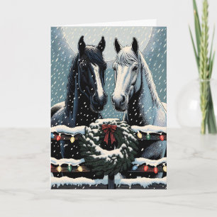 Festive Horses Merry Christmas Card