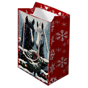 Festive Horses Merry Christmas Medium Gift Bag
