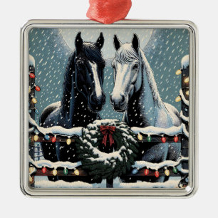 Festive Horses   Merry Christmas Metal Tree Decoration