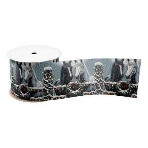 Festive Horses   Merry Christmas Satin Ribbon