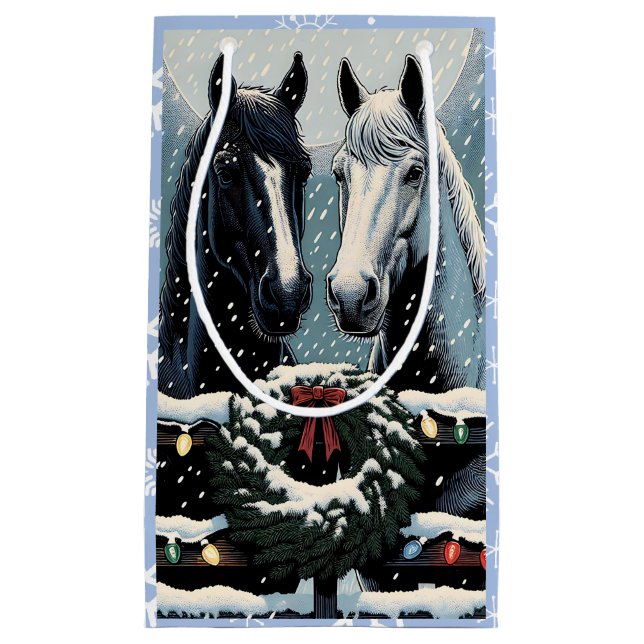 Festive Horses | Merry Christmas Small Gift Bag (Front)