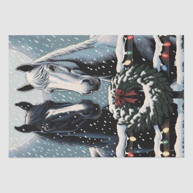 Festive Horses | Merry Christmas Tissue Paper (Front)