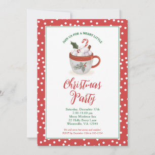Festive Hot Cocoa Polka Dot Christmas Party Invitation