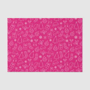 Festive Hot Pink & White Winter Christmas Pattern Tissue Paper