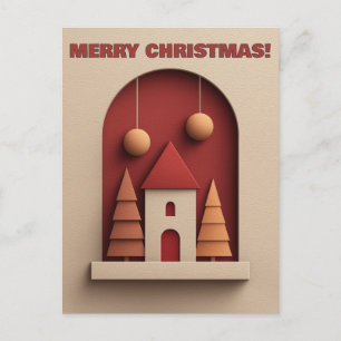 Festive House With Trees and Ornaments Postcard