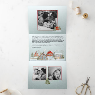 Festive Houses Trifold Christmas Holiday Card