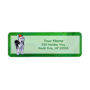 Festive Husky in Santa Hat on Green