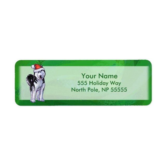 Festive Husky in Santa Hat on Green (Front)