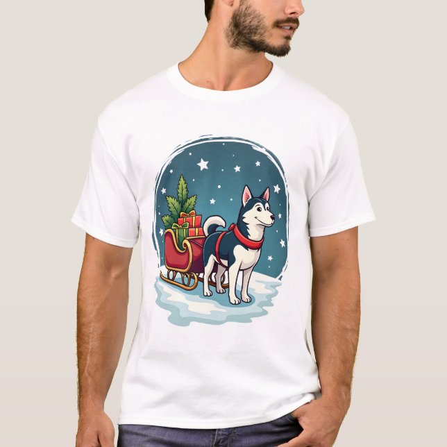 Festive Husky Ride T-Shirt (Front)