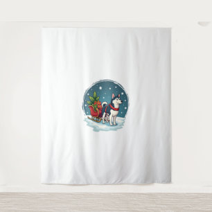 Festive Husky Ride Tapestry