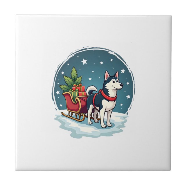 Festive Husky Ride Tile (Front)
