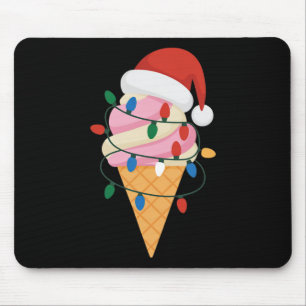 Festive Ice Cream With Christmas Lights And Santa Mouse Mat