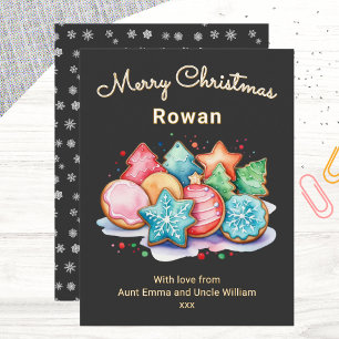 Festive Iced Cookies Personalised Merry Christmas Holiday Card