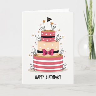 Festive Illustrated Cake Card
