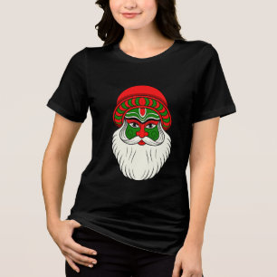 Festive Indian Santa Claus Print Tri-Blend Shirt