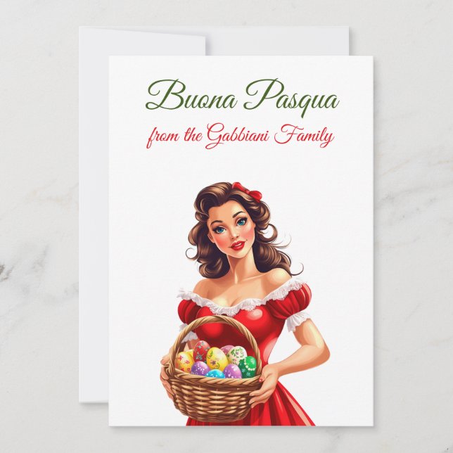 Festive Italian | Happy Easter | Buona Pasqua | Holiday Card (Front)