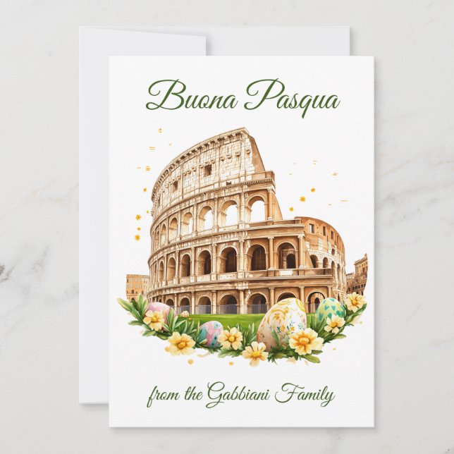 Festive Italian | Happy Easter | Buona Pasqua | Holiday Card (Front)