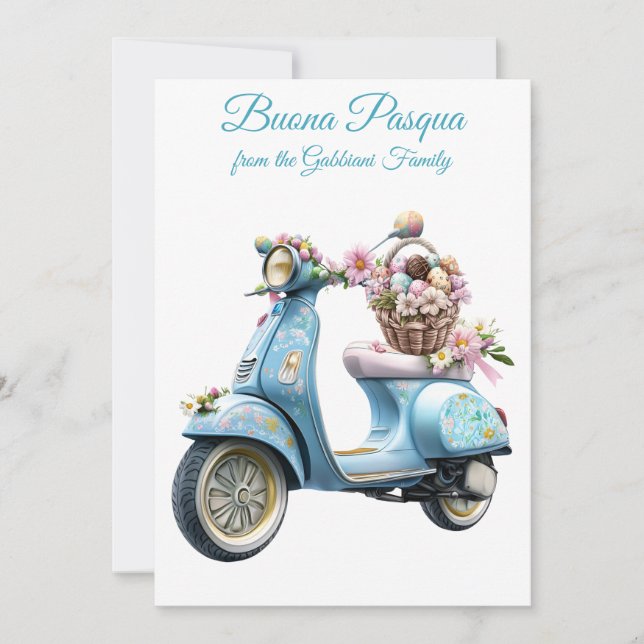 Festive Italian Village Easter Buona Pasqua  Holiday Card (Front)