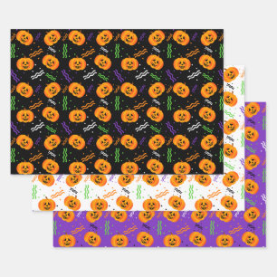 Festive Jack-o'-lantern Halloween  Wrapping Paper Sheet