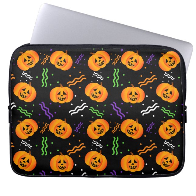 Festive Jack-O'-Lantern Laptop Sleeve (Front)