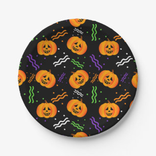 Festive Jack-O'-Lantern Paper Plate